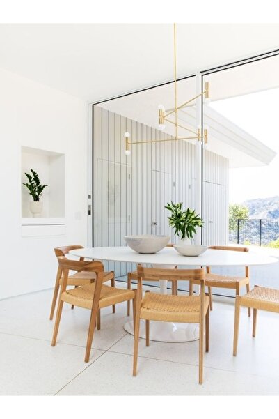 Evka Tulip Beyaz Geniş Masa Beyaz Lake, Yemek Masası, Mutfak Masası