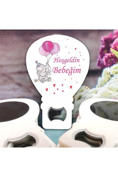 Ege ajans 10 Pieces (WITH NAME CARD AND GELATIN) Elephant Patterned Baby Opener Magnet