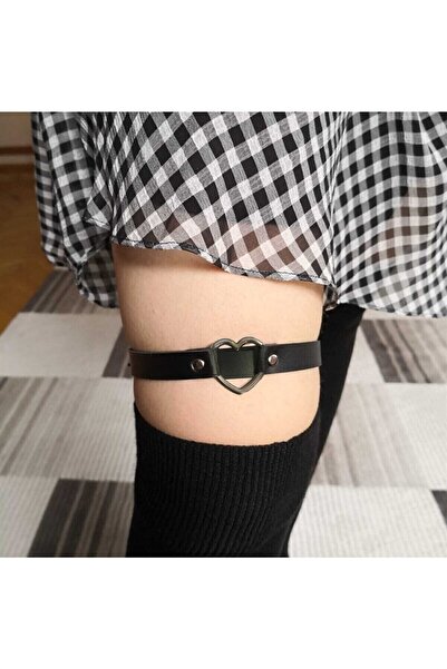 Touz Satu Moda & Gothic Heart Black Stripe Leg Belt Choker