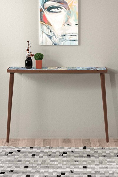 bluecape Liverpool 22x102cm Doğal Ağaç Çift Sıra Traverten Taşlı Dresuar