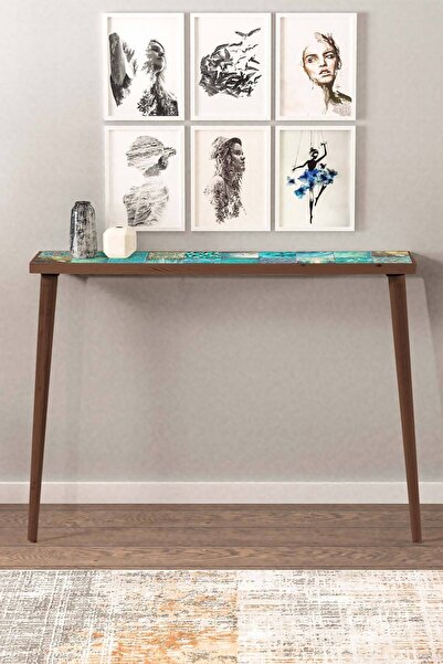 bluecape Valensiya 22x102cm Doğal Ağaç Çift Sıra Traverten Taşlı Dresuar