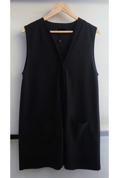 N.Y.YILDIZ Star Plain Self Patterned Large Size Buttoned Mother Vest with Pockets