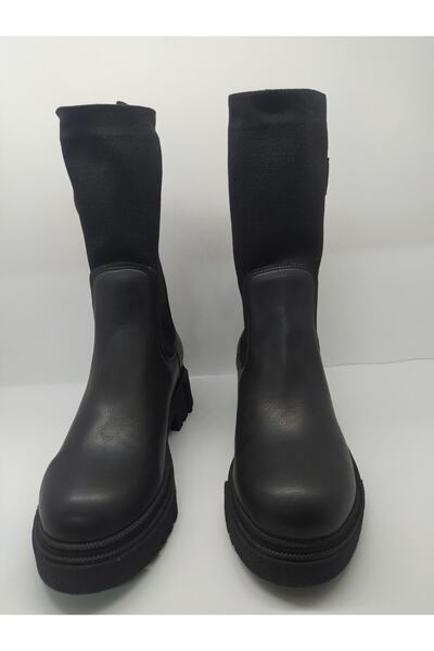 M.P. Mp 222-2746zn Siyan Bilekten Lastikli Kalın Taban Kadın Bot