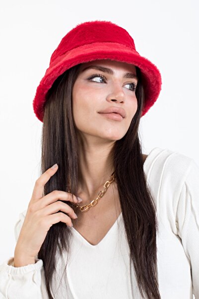 LadyColor Tavşan Tüyü Peluş Bucket Kova Moda Kadın Kışlık Şapka