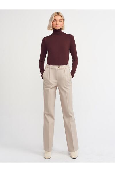 Dilvin 1268 Turtleneck Sleeve Drop Sweater-brown