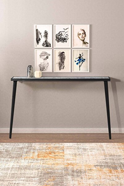 bluecape Esperanza 122x20cm Doğal Masif Ayaklı Siyah Dresuar