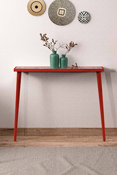 bluecape Esperanza 92x20cm Doğal Masif Ayaklı Kırmızı Dresuar