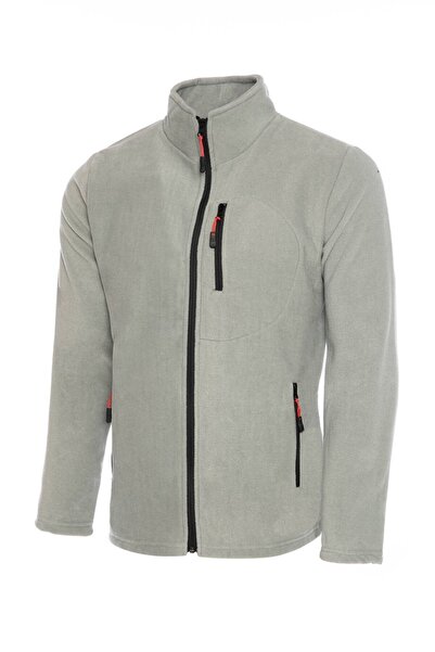 MAXIMILLIAN Ανδρικό φλις γκρι χρώμα με 3 τσέπες με φερμουάρ και γιακά μπατό για εξωτερικούς χώρους