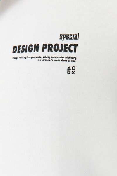 Trendyol Collection Fehér kapucnis szlogen polár pulóver - TMNAW23SW00227