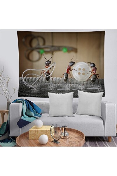 BAMBAŞKA MODA Terzi Karıncalar Yıkanabilir Leke Tutmaz Leke Tutmaz Dekoratif Duvar Örtüsü Bmdö-2099