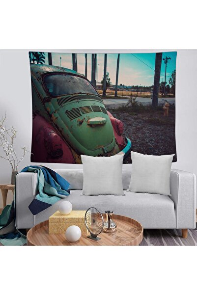 BAMBAŞKA MODA غطاء حائط مزخرف مقاوم للبقع وقابل للغسل للسيارة القديمة Bmdö-2124