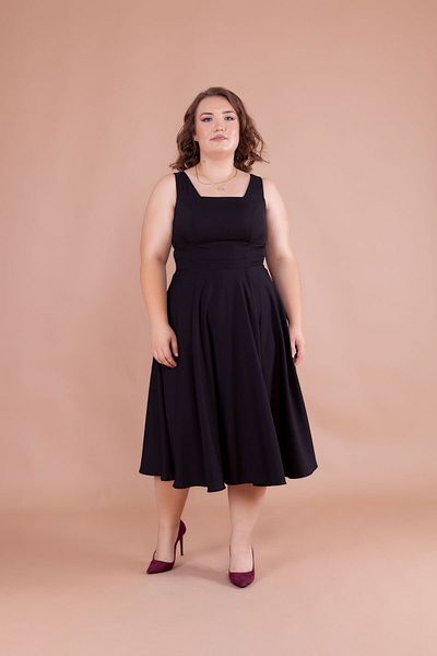 Bidoluelbise Women's Plus Size Square Collar Midi Length Dress