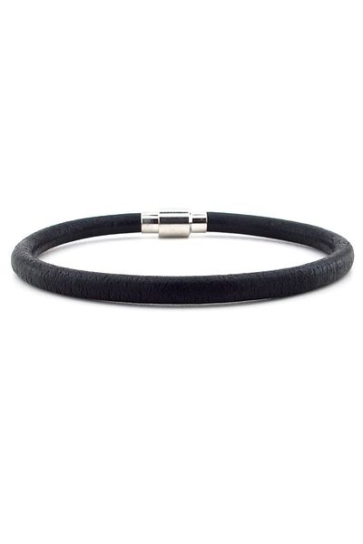 Solfera Full Black Genuine Leather Black Magnet Men's Bracelet M025a