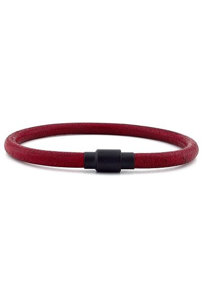 Solfera Claret Red Original Antique Leather Black Clip Men's Bracelet M024e