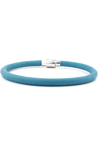 Solfera Light Blue Color Antique Leather Metal Clip Men's Bracelet M025d