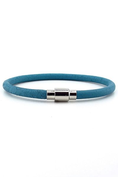 Solfera Light Blue Color Antique Leather Metal Clip Men's Bracelet M025d