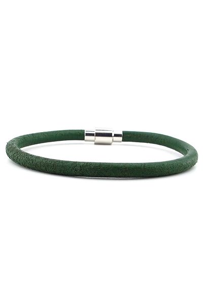 Solfera Green Color Original Antique Leather Metal Clip Men's Bracelet M025f