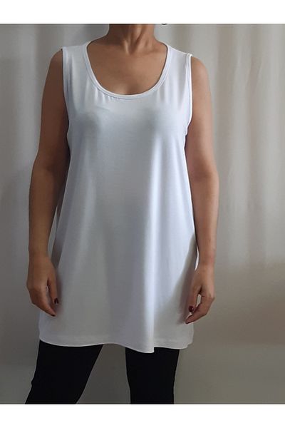 Mertcan Butik White Thick Strap Combed Cotton Viscose T-Shirt