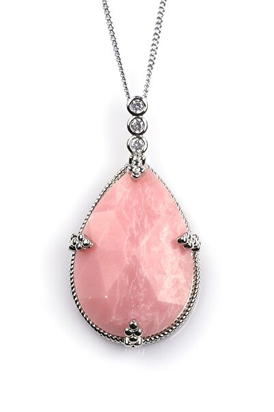 Alibaba Doğaltaş قلادة من حجر الكوارتز الطبيعي الوردي