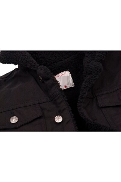 Oliggopol Men's Black Fur Lined Slim Fit Denim Jacket & Coat