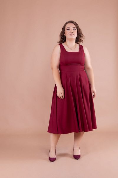 Bidoluelbise Rochie de damă cu decolteu pătrat de mărime mare, lungime midi