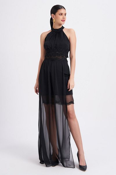 Balizza Blz-neck Strap Mini Tulle Detailed Dress