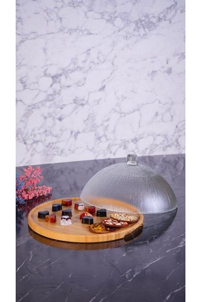 Bambum Kuga Glass Cake Dish with Lid 30 cm B3625