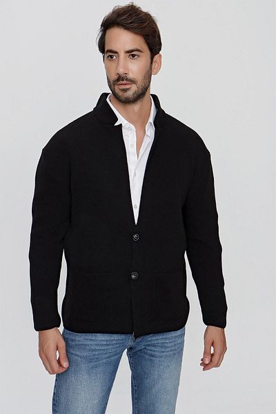 CHUBA Men's Regular Fit Thessaloniki Knitwear Cardigan Black 23w208