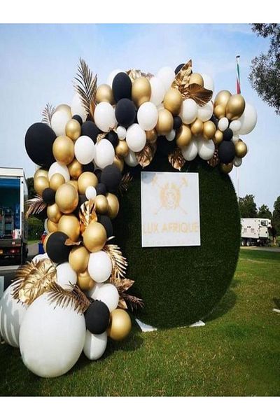 party mix Balloon Chain Set Black Gold White 50 Pieces Balloon Engagement Birthday Circumcision Mawlid Baby Room Decoration