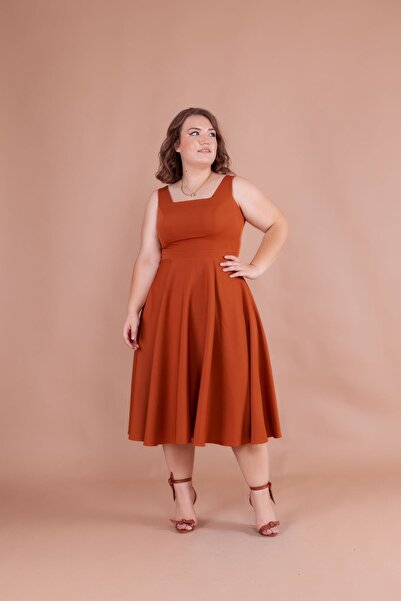 Bidoluelbise Γυναικείο Μίντι Φόρεμα με τετράγωνο γιακά