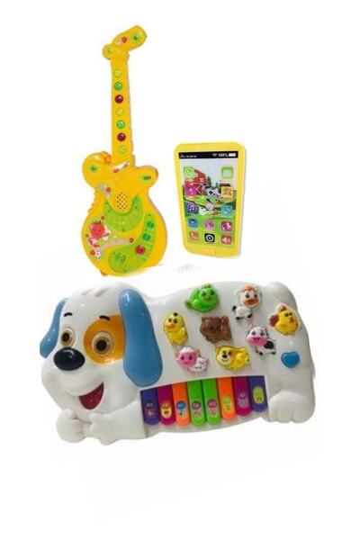 berattoys 3 Ürün Birarada Türkçe Müzikli Gitar&dokunmatik Telefon&hayvan Sesl...