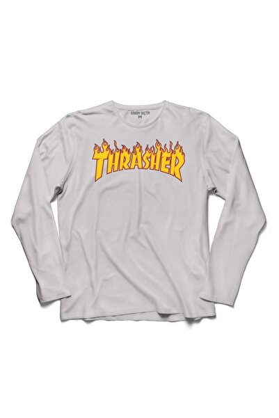 Kendim Seçtim Trasher Logo Flame Blaze Skateboard Hip Hop Tricou cu mânecă lungă