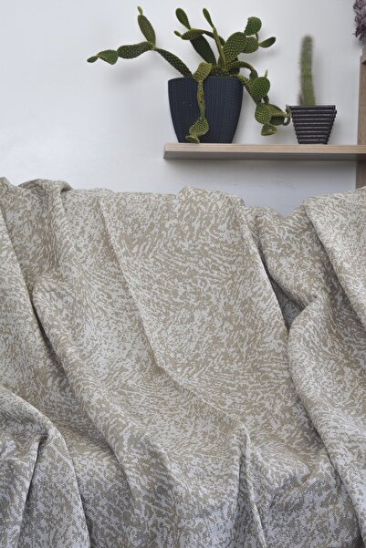 Mutlu Çeyiz Diva Cotton Sofa Bed Cover 170x220 Cm Beige Double Sided Use Sofa Cover| Sofa Shawl