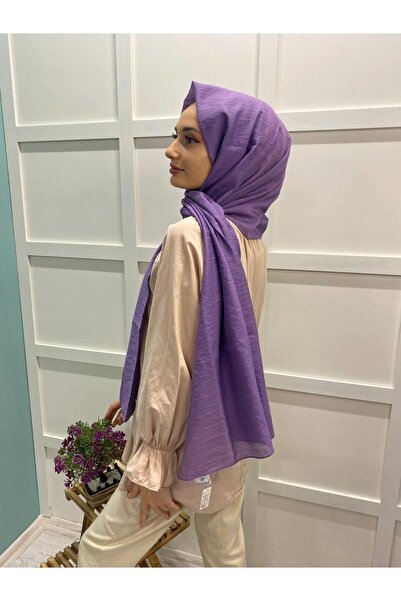 Siyane Ipekyolu Eşarp Scarf Parlak Tek Renk Jazz Pes Şal 00514 Lila