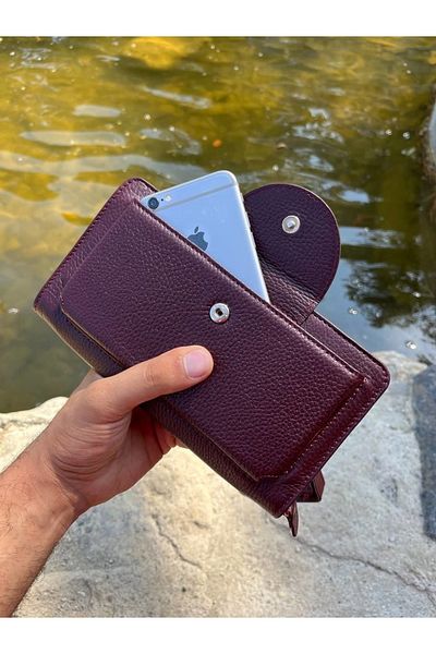 DERKON Oslo Hand-held Claret Red Wallet with Phone Compartment