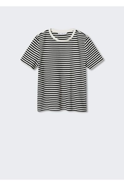MANGO Woman Cotton Striped T-Shirt