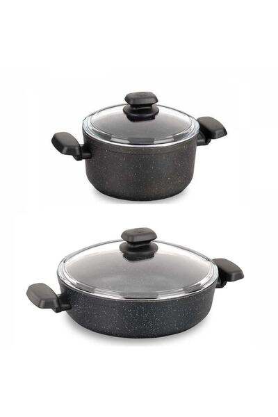 KORKMAZ Ornella 24 Cm Kısa Tencere Ve 20 Cm Derin Tencere