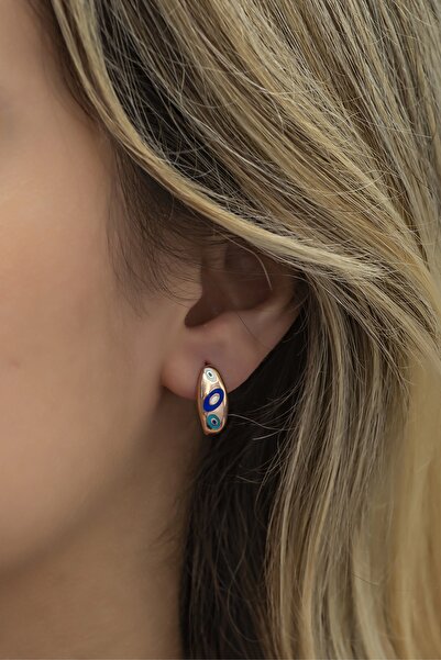 Nereze 925 Ayar Gümüş Rose Lazer Mineli Nazar Model Küpe