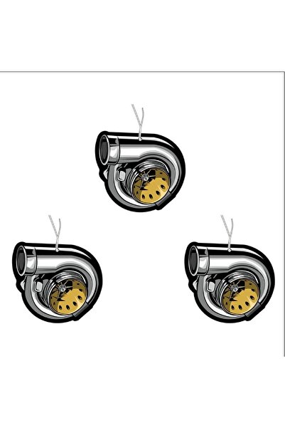 Jethızında 3'lü Set Turbo Motor Tasarımlı Baskılı Asma Ayna Oto Araç Kokusu