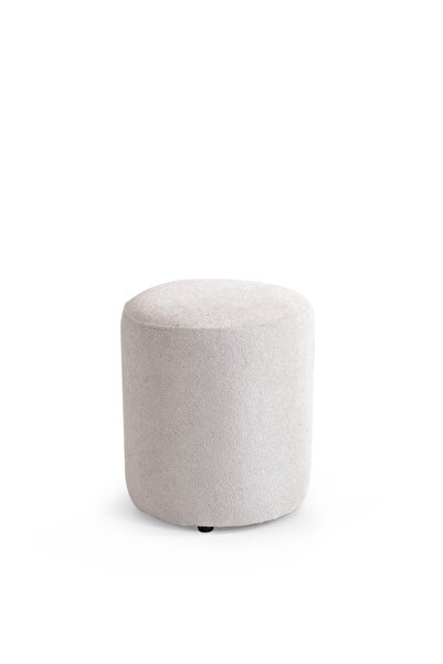 elissa home Puffy Tedy Kumaş Açık Gri Makyaj Pufu Puf Sandalye Ayak Uzatma Pufu