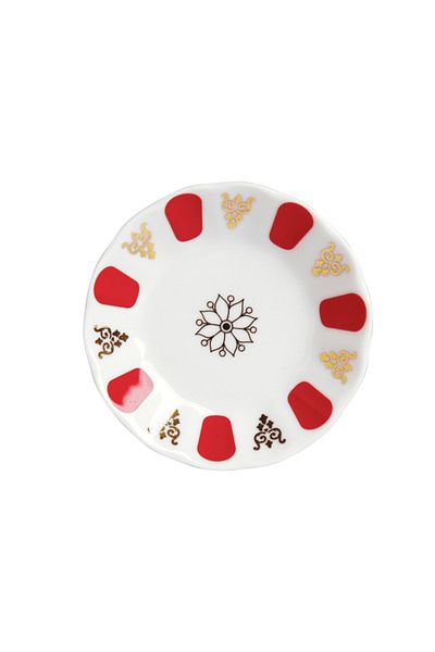Porland Red Gilded Tea Plate Set of 6