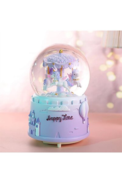 keyfim shop Atlı Karınca Işıklı Müzikli Kar Küres-pembe