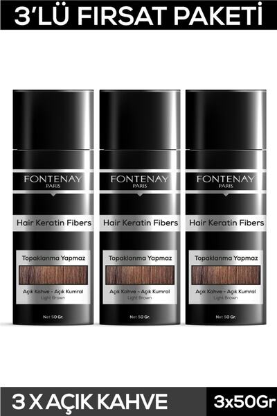 Fontenay Saç Dolgunlaştırıcı Keratin Fibers Açık Kahve Topik Saç Tozu 50gr X3