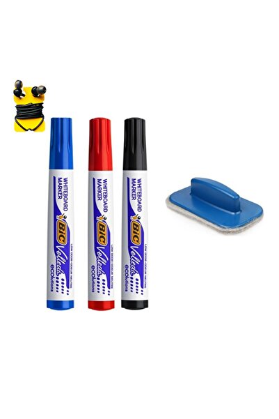 Bic Velleda Beyaz Tahta Kalemi 1 Siyah 1 Kırmızı 1 Mavi+silgi