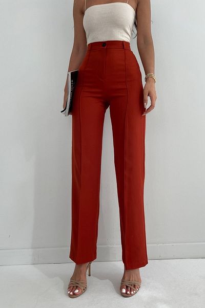 mymoda Wide Leg Trousers with Front Stitching Detail