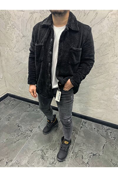 Combineman35 Jachetă de pluș de culoare neagră pentru bărbați Beoriginal, cu ...