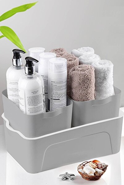 Pazarika Контейнер для зберігання, набір з 3 штук (2x2л+5л), сірий