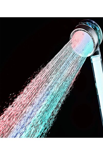 KUSTAR Rgb Led Işıklı Filtreli Tasarruflu Duş Başlığı Isıya Göre Renk Değişti...