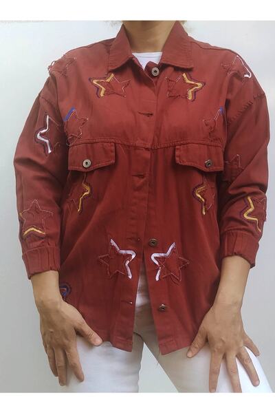 Hepsibitarz Kadın Kiremit Nakışlı Ceket