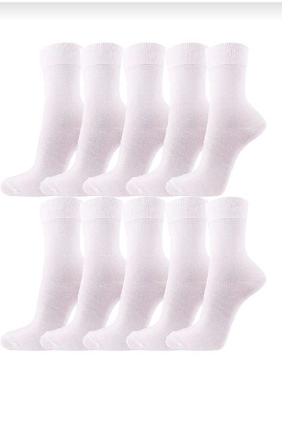 Meguca Socks Unisex Κλασικές βαμβακερές κάλτσες 10 πακέτου Οικονομικό Λευκό